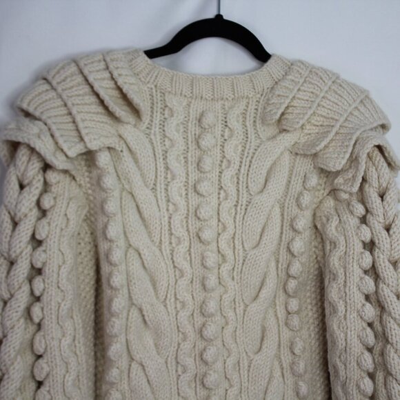 ULLA JOHNSON Verena Cable Knit Pullover Sweater in Ivory - Picture 8 of 14